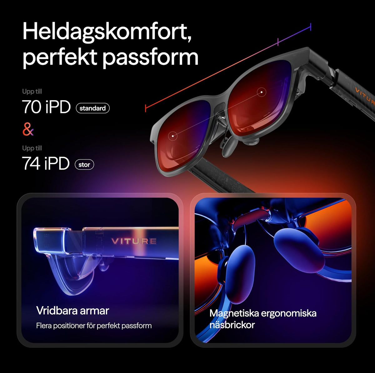 VITURE Luma Pro XR/AR-glasögon, 152" 1200p 1000 nits skarp skärm, 52° FOV