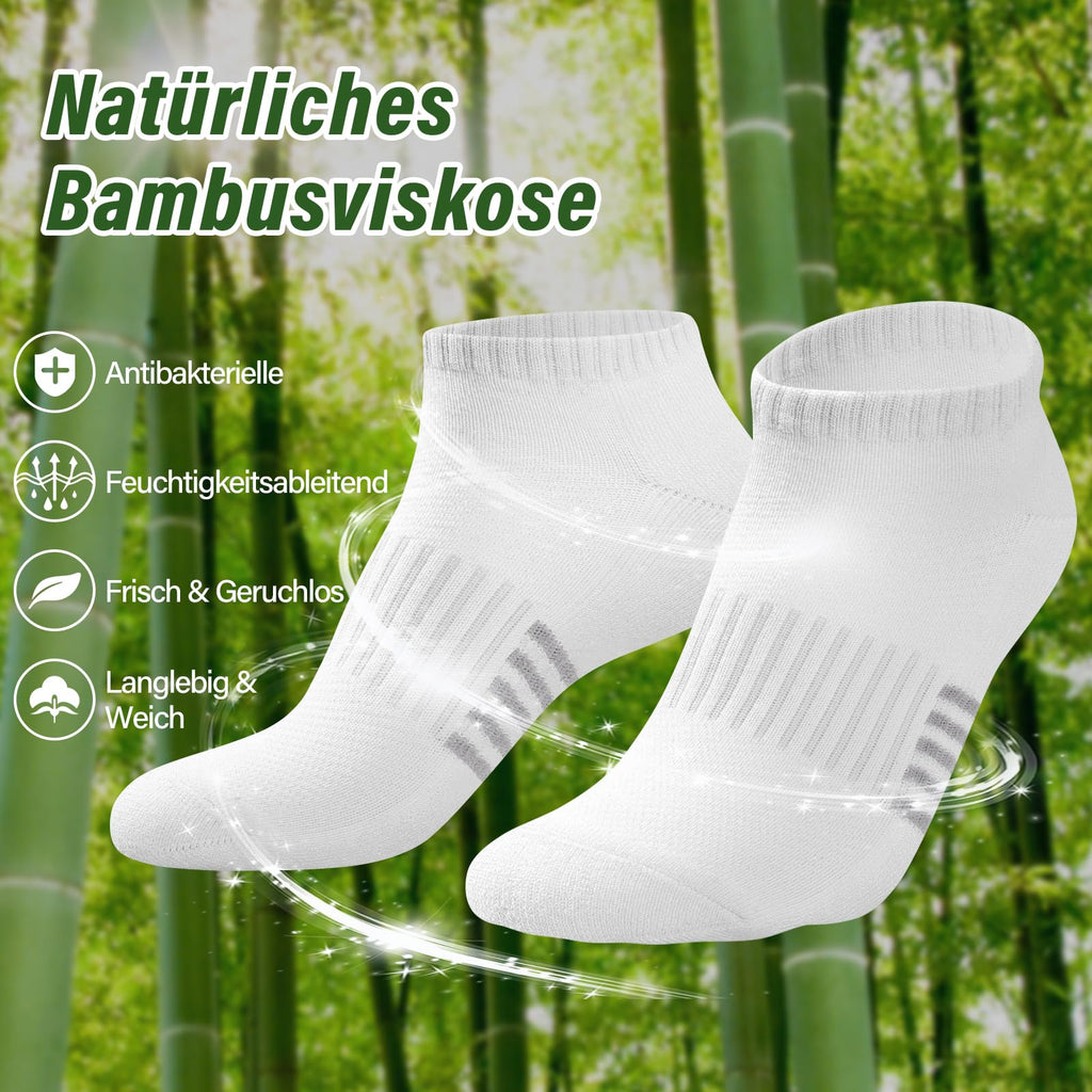 Bambus Sneaker Socken Damen 6/12 Paar, Atmungsaktive Gepolsterte Sportsocken Laufsocken, Anti Schweiß Kurze Socken Damen 39-42 35-38 Bunt, Geschenke für Frauen Sommer