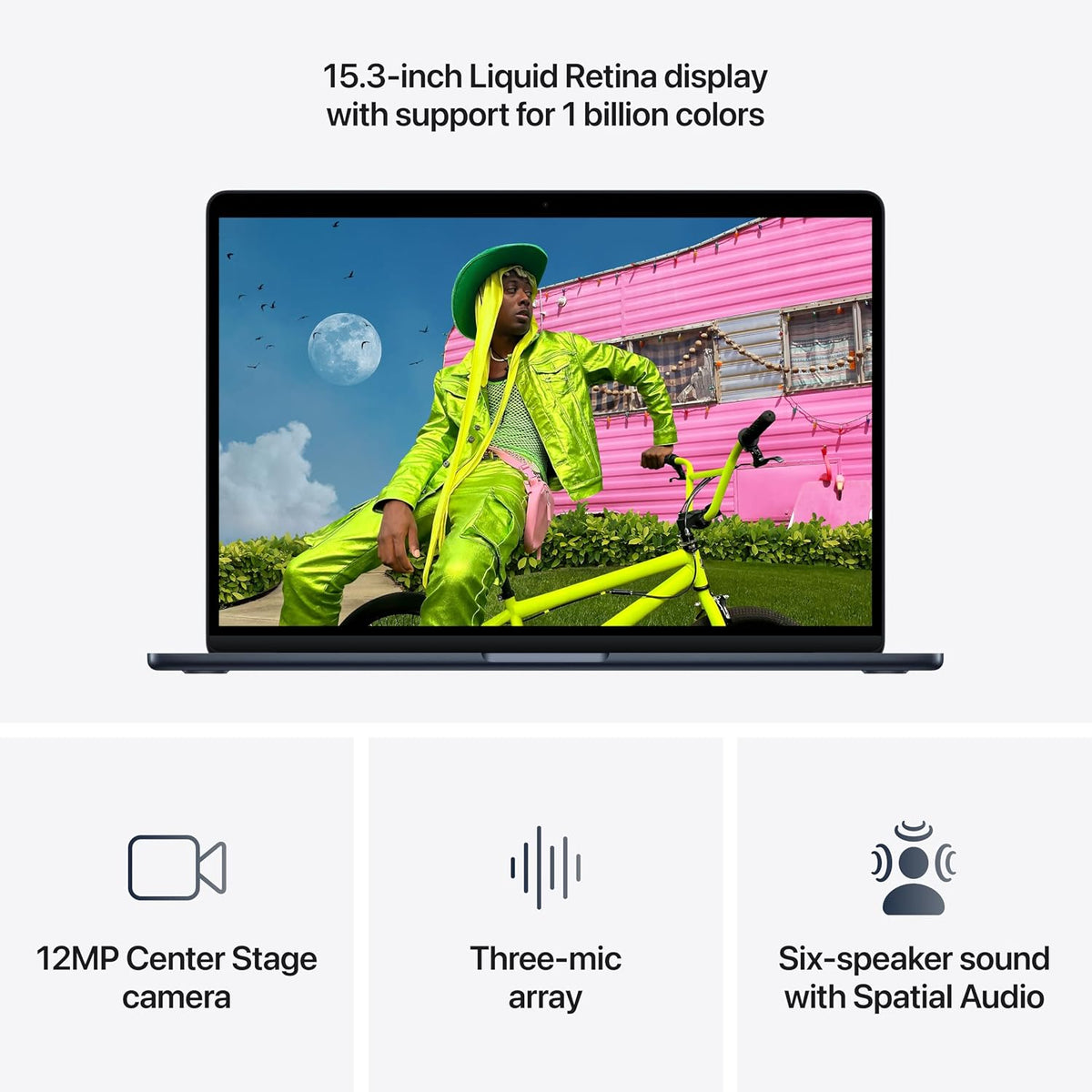 Apple MacBook Air 15,3-tum med M5-chip: Byggd för AI, Liquid Retina-skärm, 16GB enhetligt minne, 512GB SSD, 12 MP Center Stage-kamera, Touch ID, wifi 7, himmelsblå