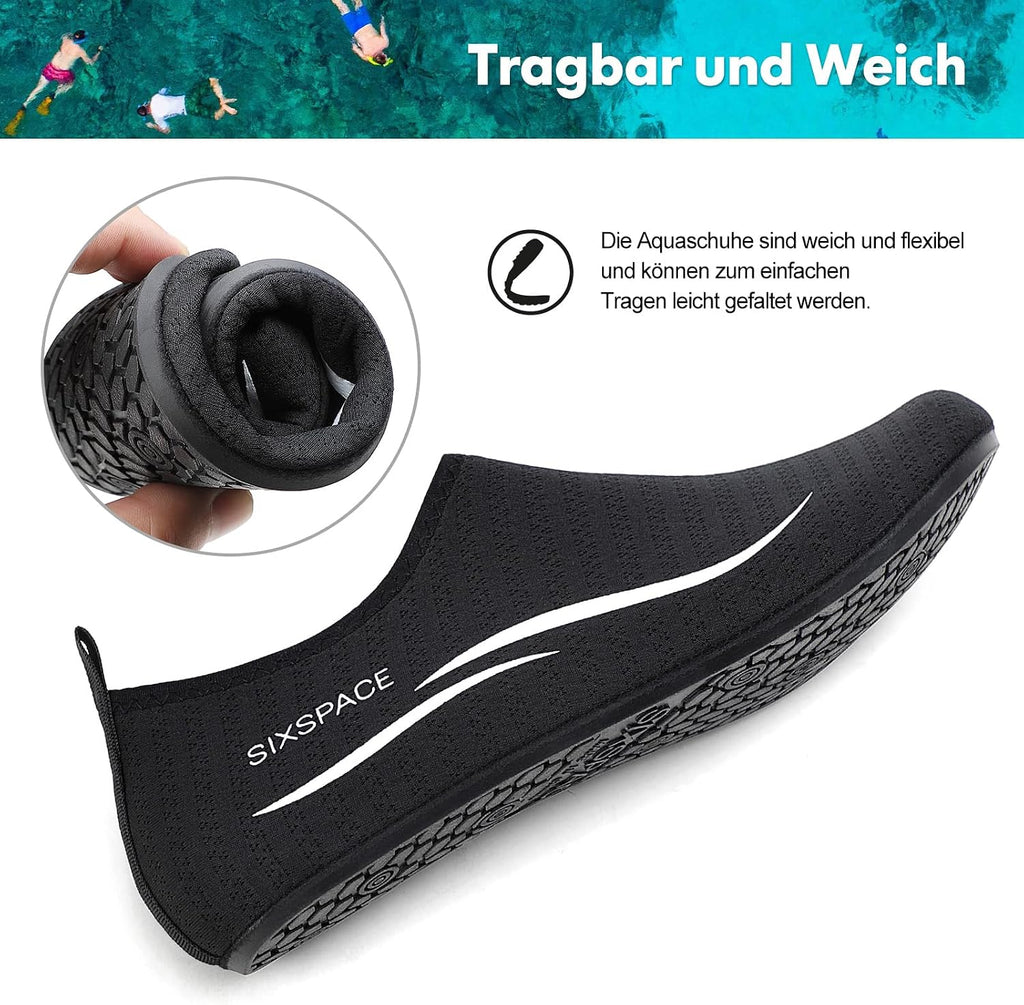 Sixspace Unisex Badeschuhe Wasserschuhe mit Rutschfester Sohle, Gr.34-47