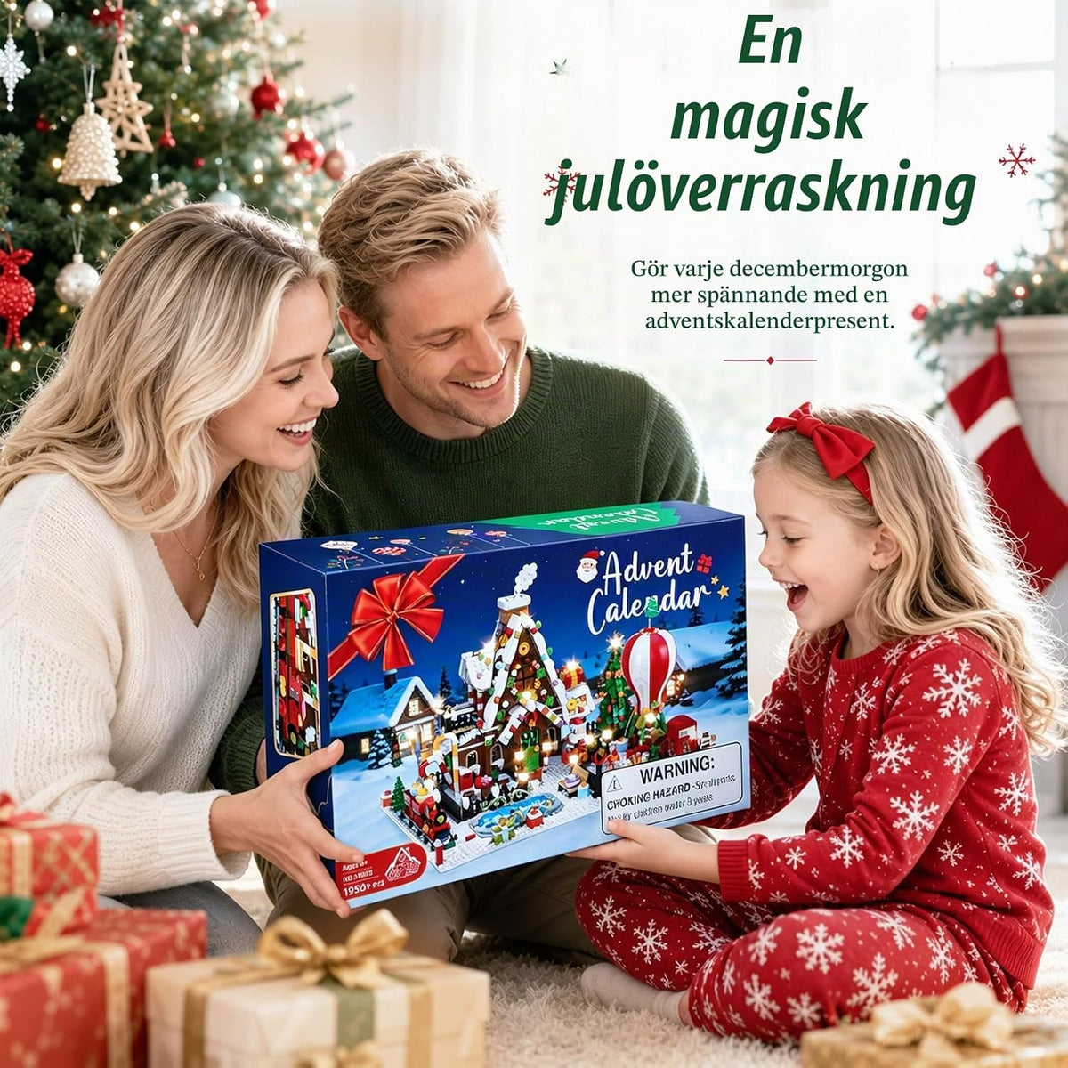 Adventskalender 2026 Gingerbread House minibyggnadsset med ljus, 24 dagars nedräkning julby huvudgata byggsats med julgran tåg, varmluftballong, presentleksak för vuxna barn
