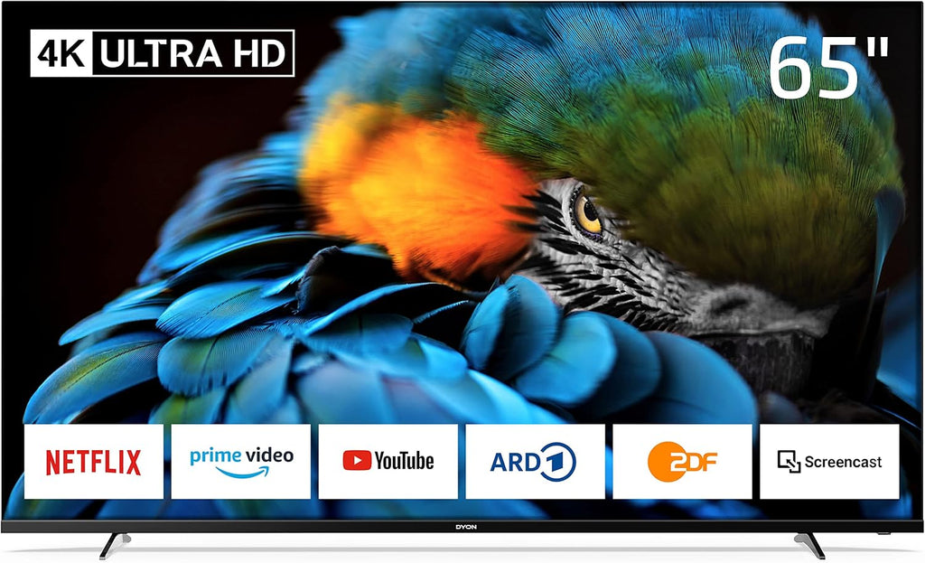 DYON Smart 40 VX-2 Full HD-TV, trippel HD-mottagare (DVB-C/-S2/-T2), App Store, Prime Video, Netflix, YouTube, DAZN, Disney+, svart