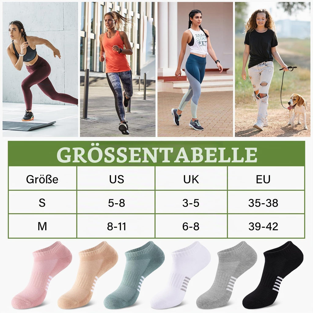 Bambus Sneaker Socken Damen 6/12 Paar, Atmungsaktive Gepolsterte Sportsocken Laufsocken, Anti Schweiß Kurze Socken Damen 39-42 35-38 Bunt, Geschenke für Frauen Sommer