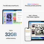 Apple MacBook Air 15,3-tum med M5-chip: Byggd för AI, Liquid Retina-skärm, 16GB enhetligt minne, 512GB SSD, 12 MP Center Stage-kamera, Touch ID, wifi 7, himmelsblå