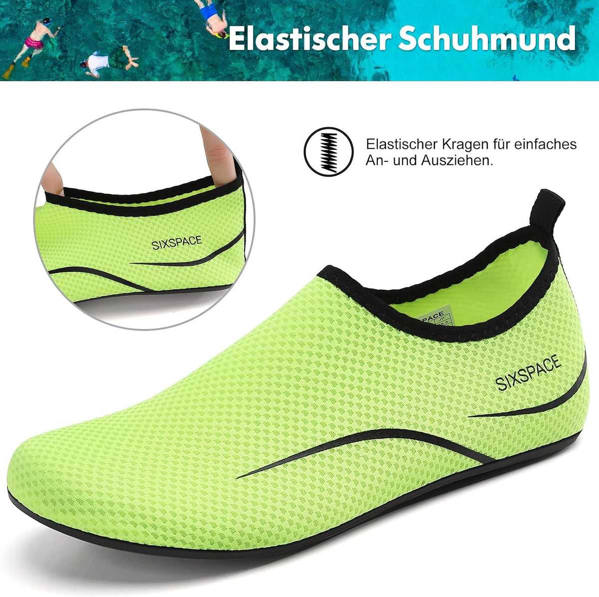 Sixspace Unisex Badeschuhe Wasserschuhe mit Rutschfester Sohle, Gr.34-47