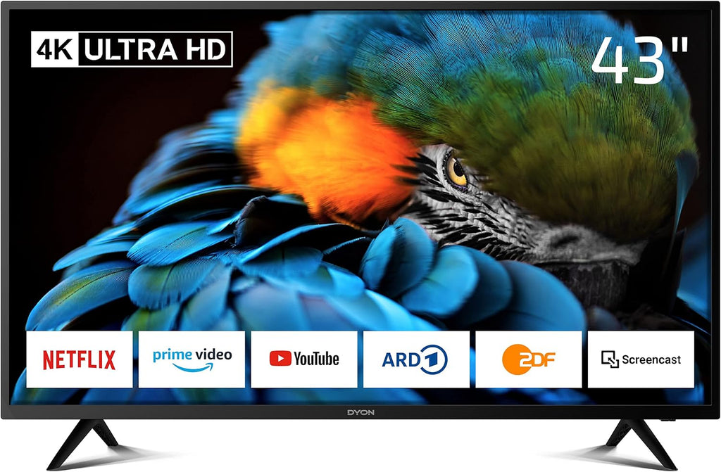 DYON Smart 40 VX-2 Full HD-TV, trippel HD-mottagare (DVB-C/-S2/-T2), App Store, Prime Video, Netflix, YouTube, DAZN, Disney+, svart