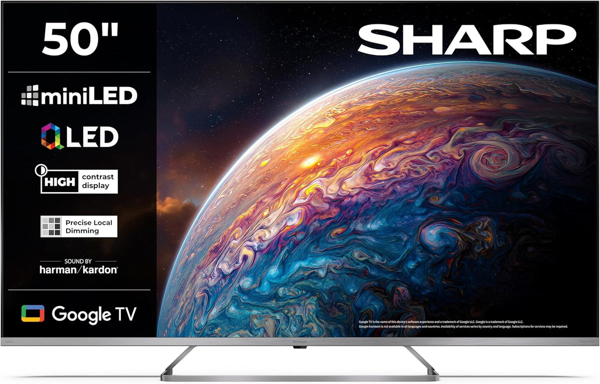 SHARP Smart TV 50 tum 4K Ultra HD Mini LED QLED Harman Kardon HDMI eARC Dolby Vision Dolby Atmos 50JP7365E