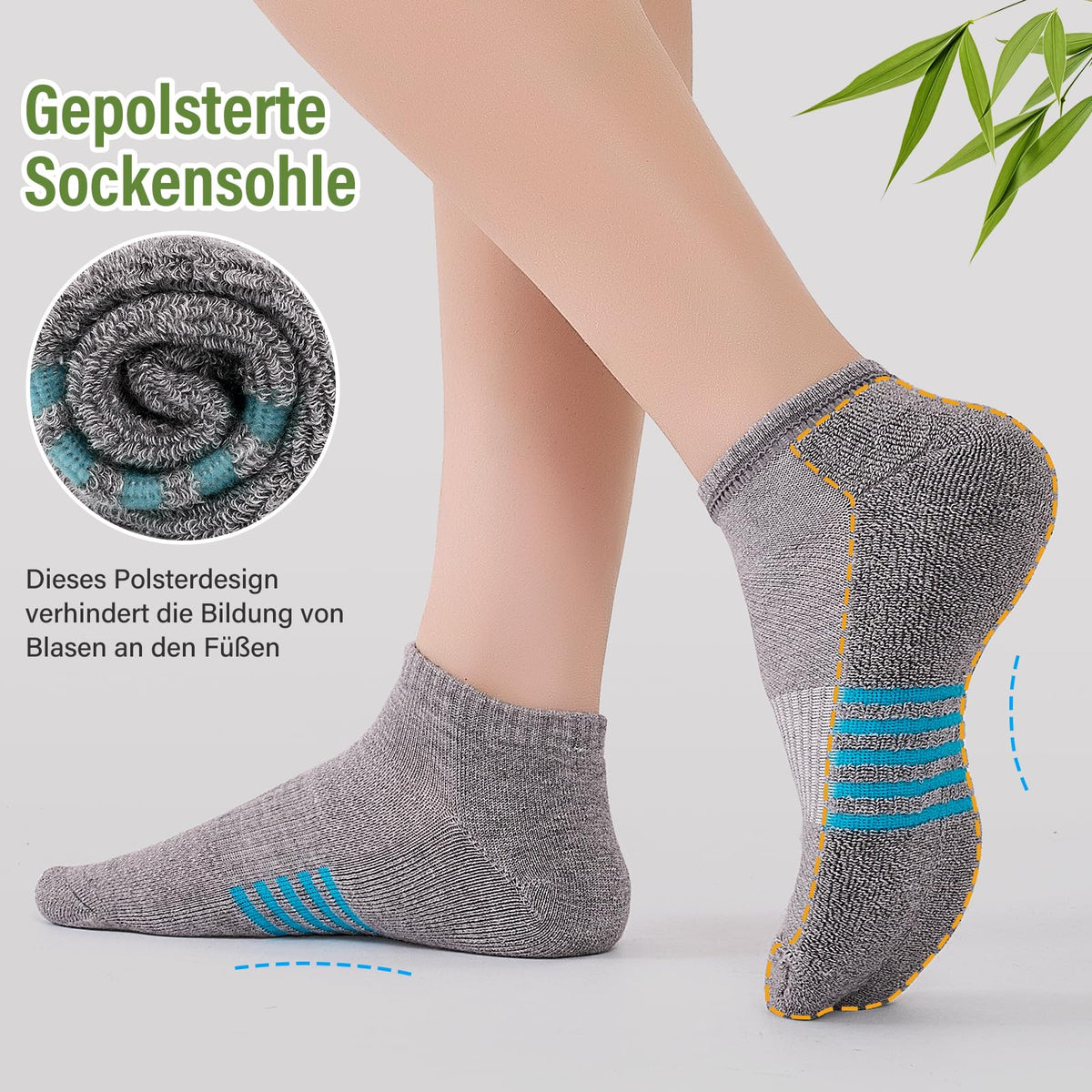 Bambus Sneaker Socken Damen 6/12 Paar, Atmungsaktive Gepolsterte Sportsocken Laufsocken, Anti Schweiß Kurze Socken Damen 39-42 35-38 Bunt, Geschenke für Frauen Sommer