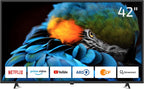 DYON Smart 40 VX-2 Full HD-TV, trippel HD-mottagare (DVB-C/-S2/-T2), App Store, Prime Video, Netflix, YouTube, DAZN, Disney+, svart