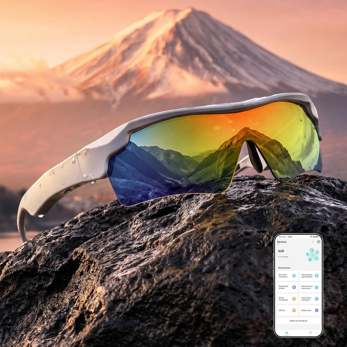 2026 Smart Glasses AI-glasögon – TR90 ram, ChatGPT röstassistent, realtidsöversättning, Open Ear Audio, handsfree-funktion, UV400 KI cykelglasögon sol sportglasögon för män kvinnor