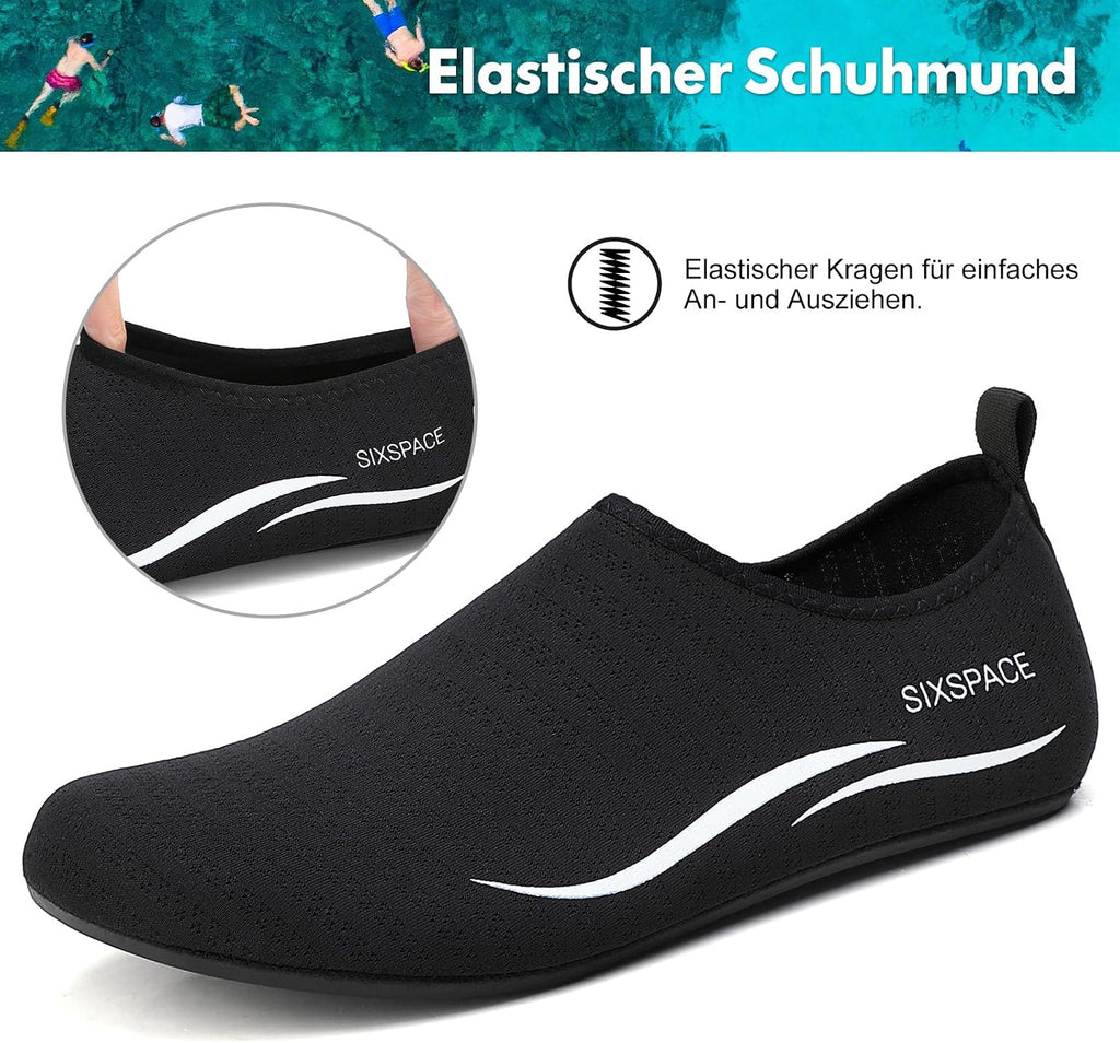 Sixspace Unisex Badeschuhe Wasserschuhe mit Rutschfester Sohle, Gr.34-47