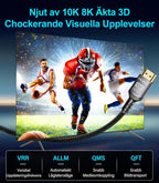Sniokco 10K 8K 4K HDMI 2.1 Kabel 3M Certifierad 48Gbps Ultra Hög Hastighet