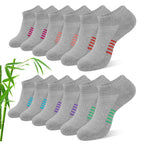 Bambus Sneaker Socken Damen 6/12 Paar, Atmungsaktive Gepolsterte Sportsocken Laufsocken, Anti Schweiß Kurze Socken Damen 39-42 35-38 Bunt, Geschenke für Frauen Sommer
