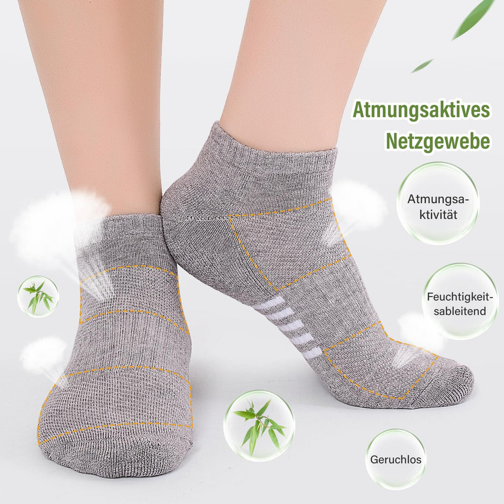 Bambus Sneaker Socken Damen 6/12 Paar, Atmungsaktive Gepolsterte Sportsocken Laufsocken, Anti Schweiß Kurze Socken Damen 39-42 35-38 Bunt, Geschenke für Frauen Sommer