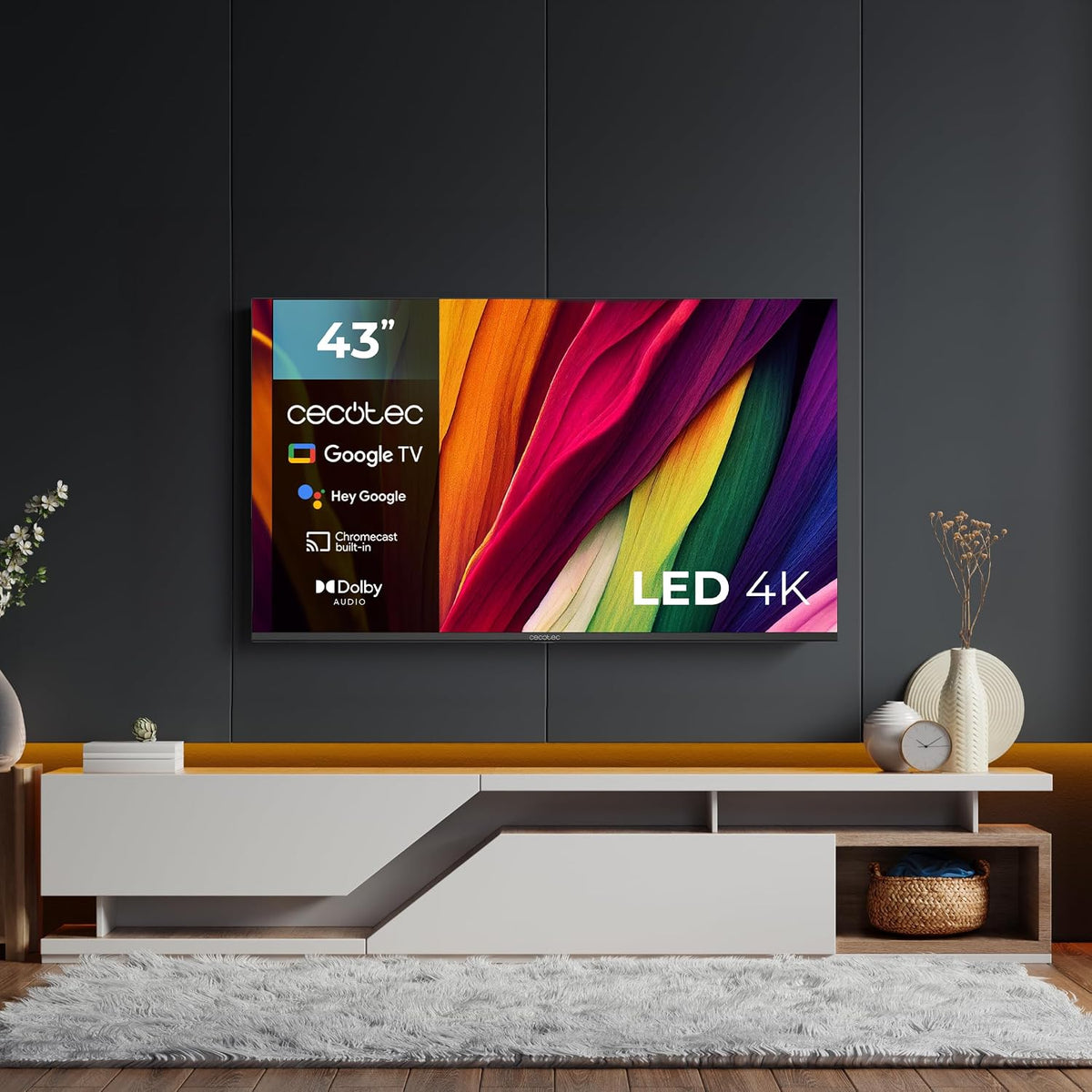 Cecotec Smart TV - 32-tums LED-TV HD-upplösning - A4-serien ALH40032S. Google TV OS, Dolby Audio, HDR10, 16 GB ROM, Bluetooth, Google Voice Assitant och Chromecast