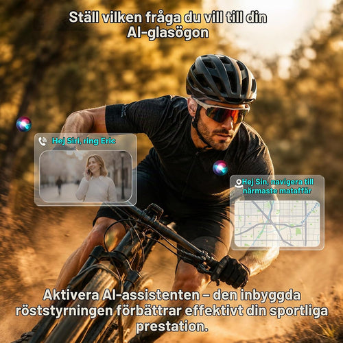 2026 Smart Glasses AI-glasögon – TR90 ram, ChatGPT röstassistent, realtidsöversättning, Open Ear Audio, handsfree-funktion, UV400 KI cykelglasögon sol sportglasögon för män kvinnor