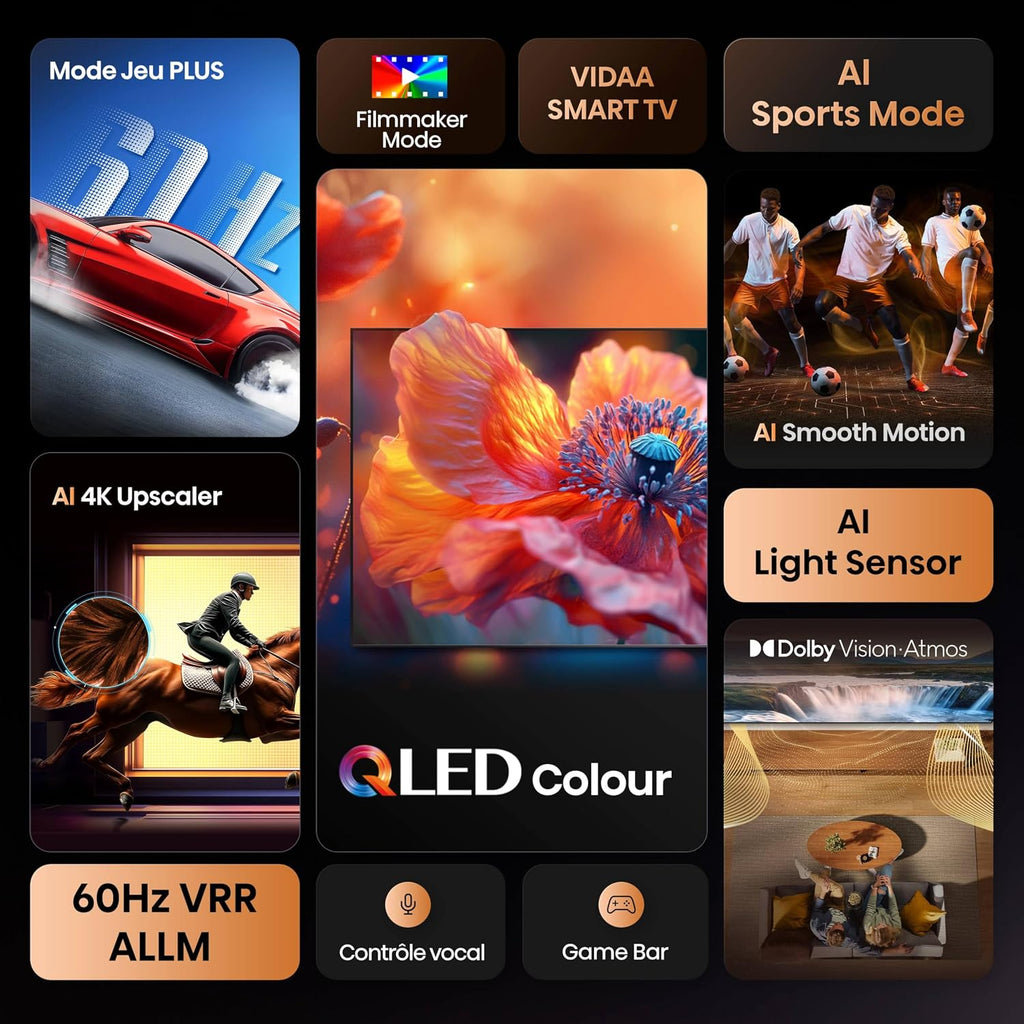 Hisense 43E7DS TV QLED 4K 43" (108 cm) 2026 – E7DS-serien – Dolby Vision IQ, Game Mode Plus, 120Hz HSR, Smart TV