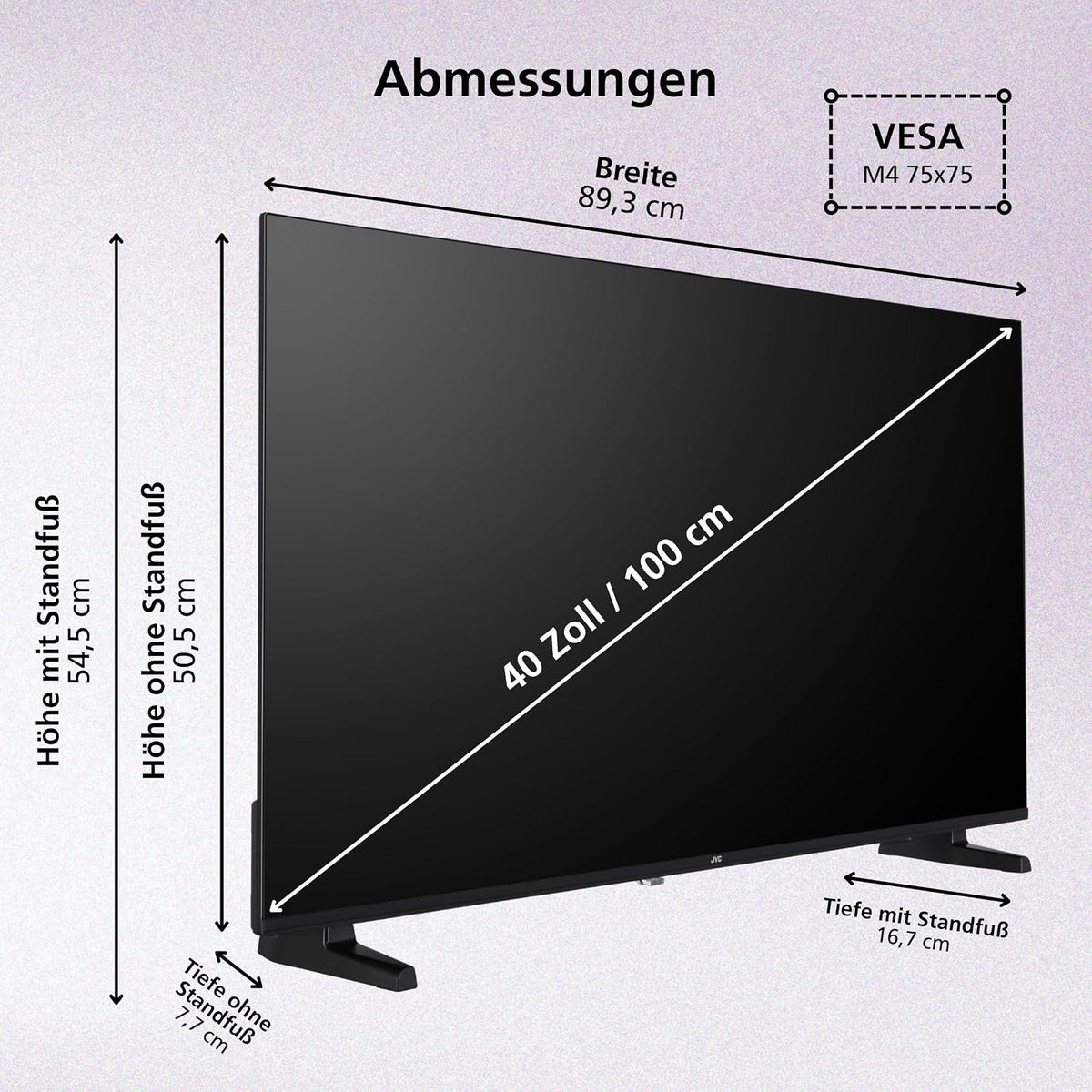 JVC VIDAA LT-40VDF2555 (2026) Smart TV, Full HD HDR, med 100 cm skärmdiagonal och inbyggd trippeltuner, LED-TV