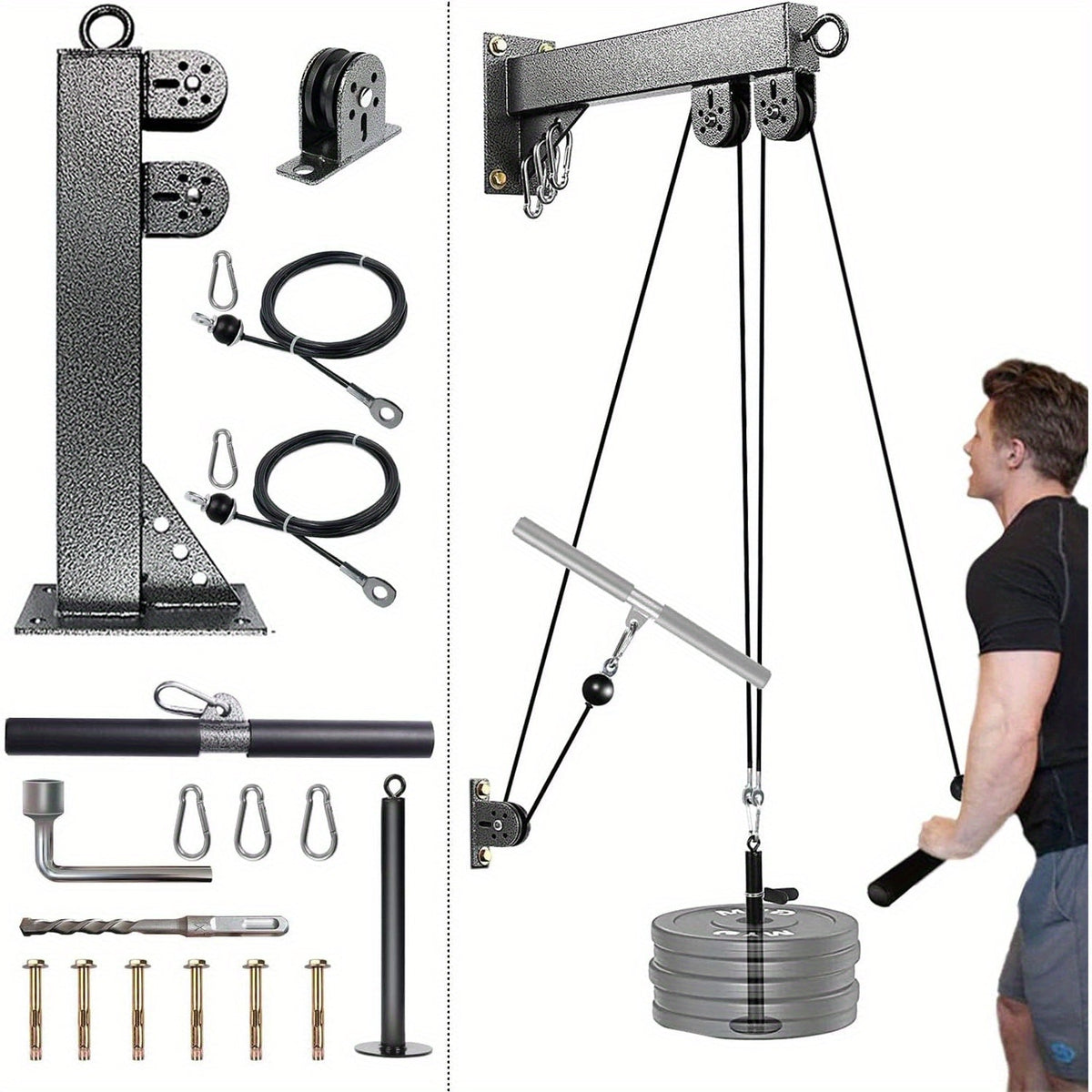 Wall Mounted Cable Pulley Gym System