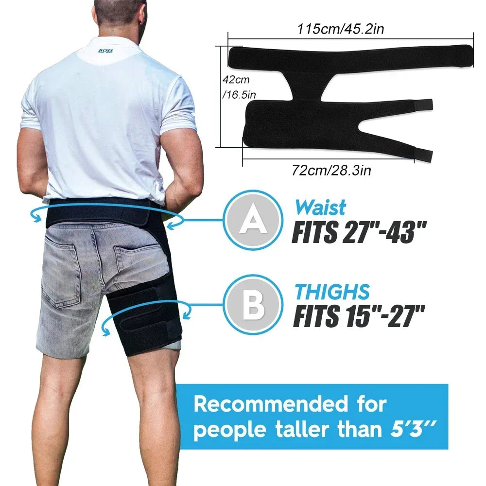 Adjustable Hip & Thigh Compression Sleeve Black
