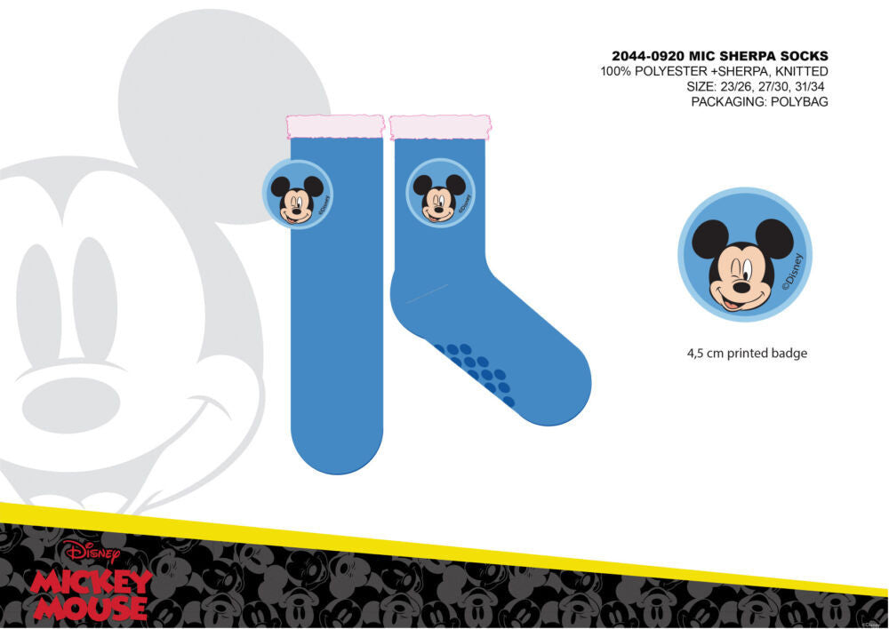 Disney Mickey Mouse anti-slip warm winter socks for kids - sherpa socks - navy blue - 23-26