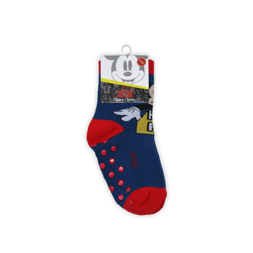 Kids ankle socks with anti-slip - Mickey Mouse - full sock - navy blue - 23-26