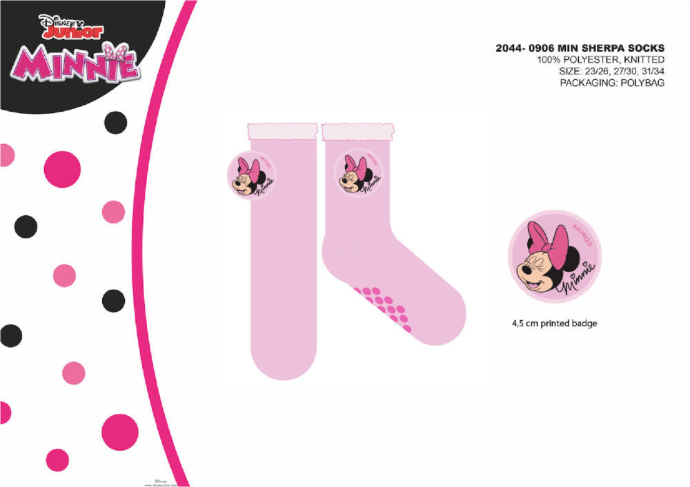 Disney Minnie Mouse anti-slip warm winter socks for kids - sherpa socks - light pink - 27-30