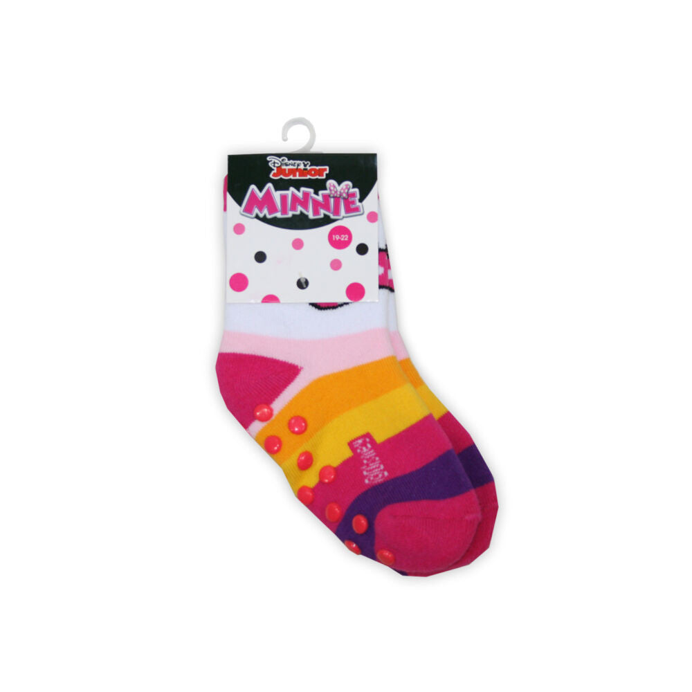 Ankle socks for kids - Minnie Mouse - full socks - bow - pink stripes - 19-22