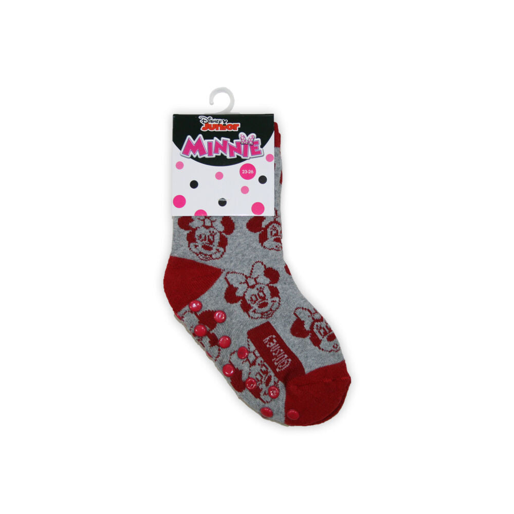 Kids ankle socks with anti-slip - Minnie Mouse - Minnie - grey - 23-26