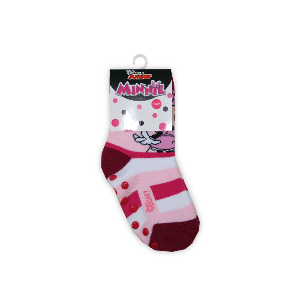 Kids' ankle socks with anti-slip - Minnie Mouse - full sock - light pink - 27-30