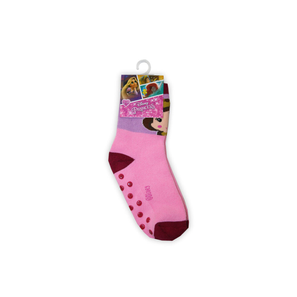 Kids' ankle socks with anti-slip - Disney Princesses - full sock - light pink - 31-34