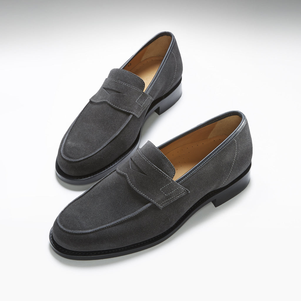 Slate Grey Suede Loafers, Welted Leather Sole