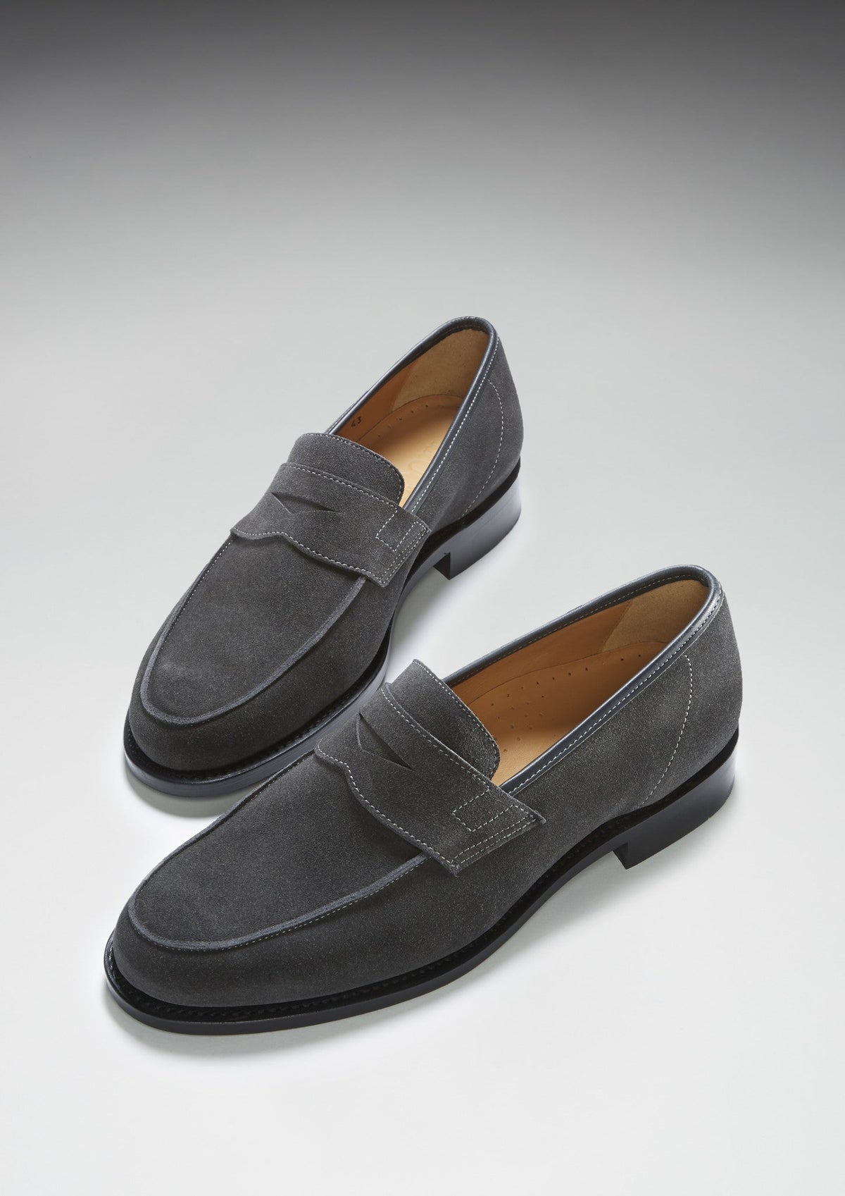 Slate Grey Suede Loafers, Welted Leather Sole