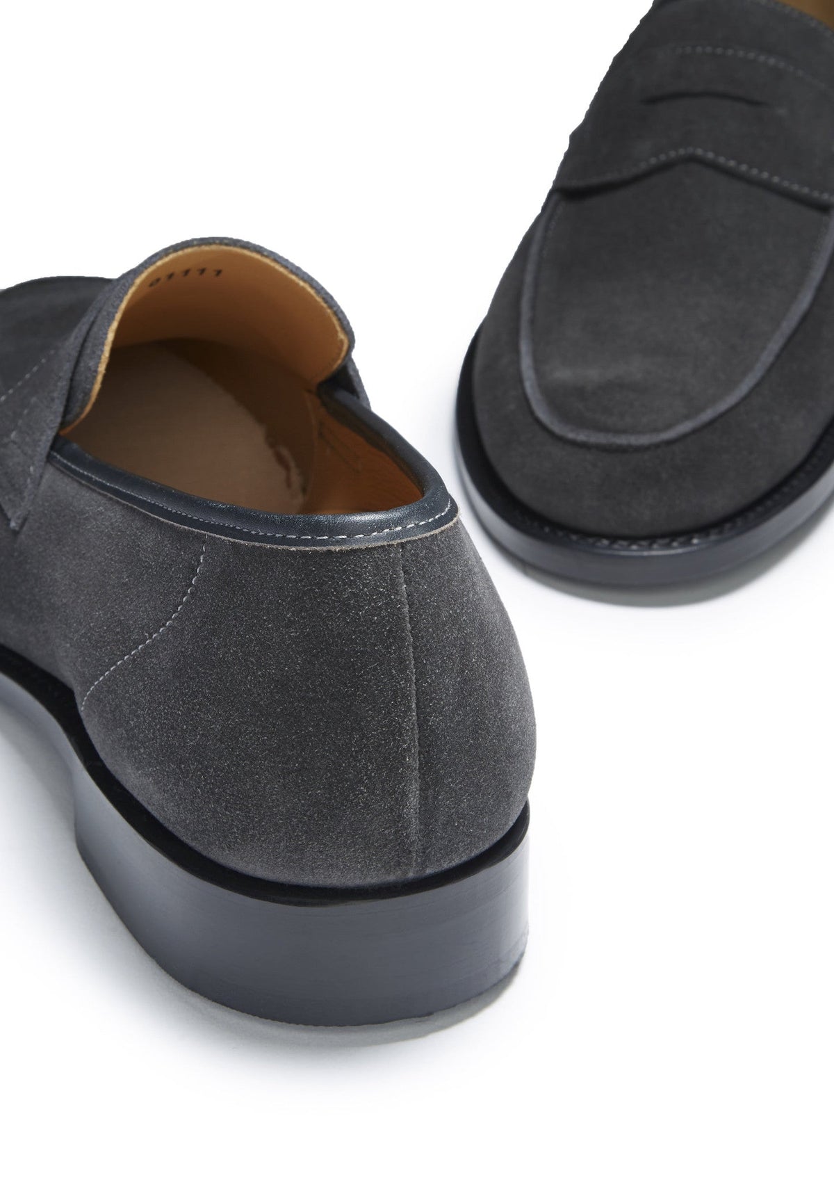 Slate Grey Suede Loafers, Welted Leather Sole