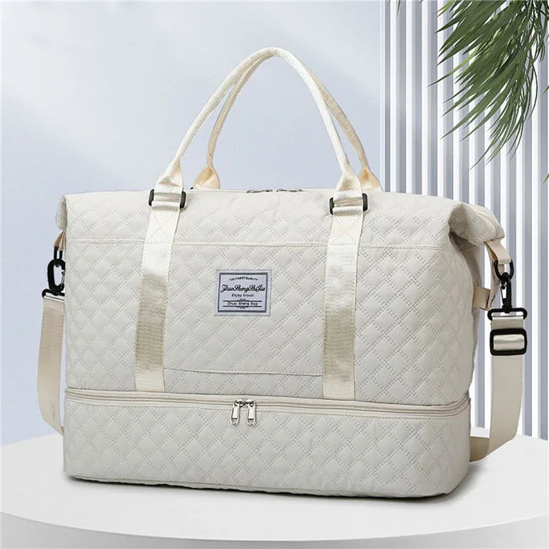 Duffle Gym Shoulder Lightweight Travel Bag (White)