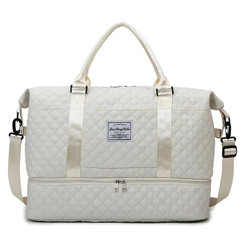 Duffle Gym Shoulder Lightweight Travel Bag (White)