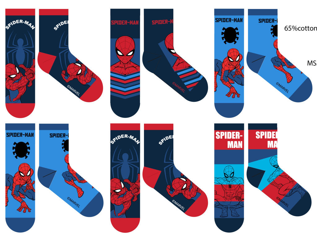 Spiderman kids cotton regular socks - 6 pairs/pack - 31-34