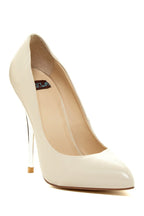 Cream-colored SYMPHONY high heels with a sleek leather upper and a 4.5" metallic heel finish.