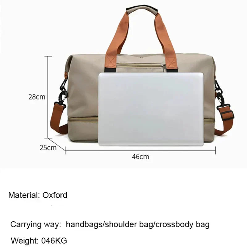 Nylon Travel Gym Duffel Bag Khaki