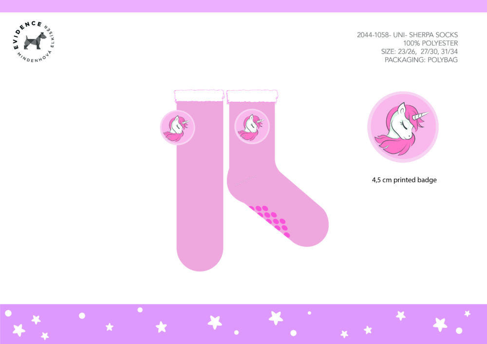 Unicorn non-slip warm winter socks for kids - sherpa socks - light pink - 27-30