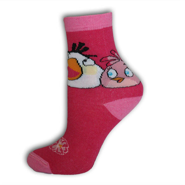 Kids cotton ankle socks - Angry Birds - 31-34 - pink