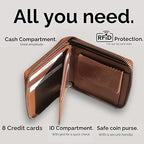 Cartera Zipper de Cuero Camel – Estilo Clásico –