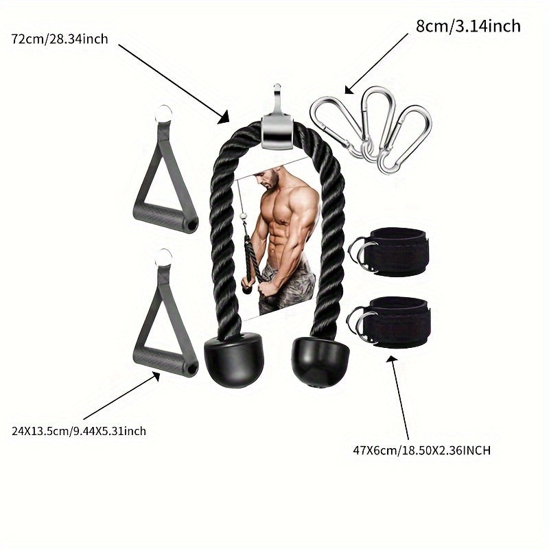 Tricep Rope Set Gym Pulley Accessories (8PCS)
