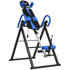 Table d'inversion de musculation pliable ceinture de sécurité réglable angle ajustable 3 niveaux 79x114x153cm bleu noir