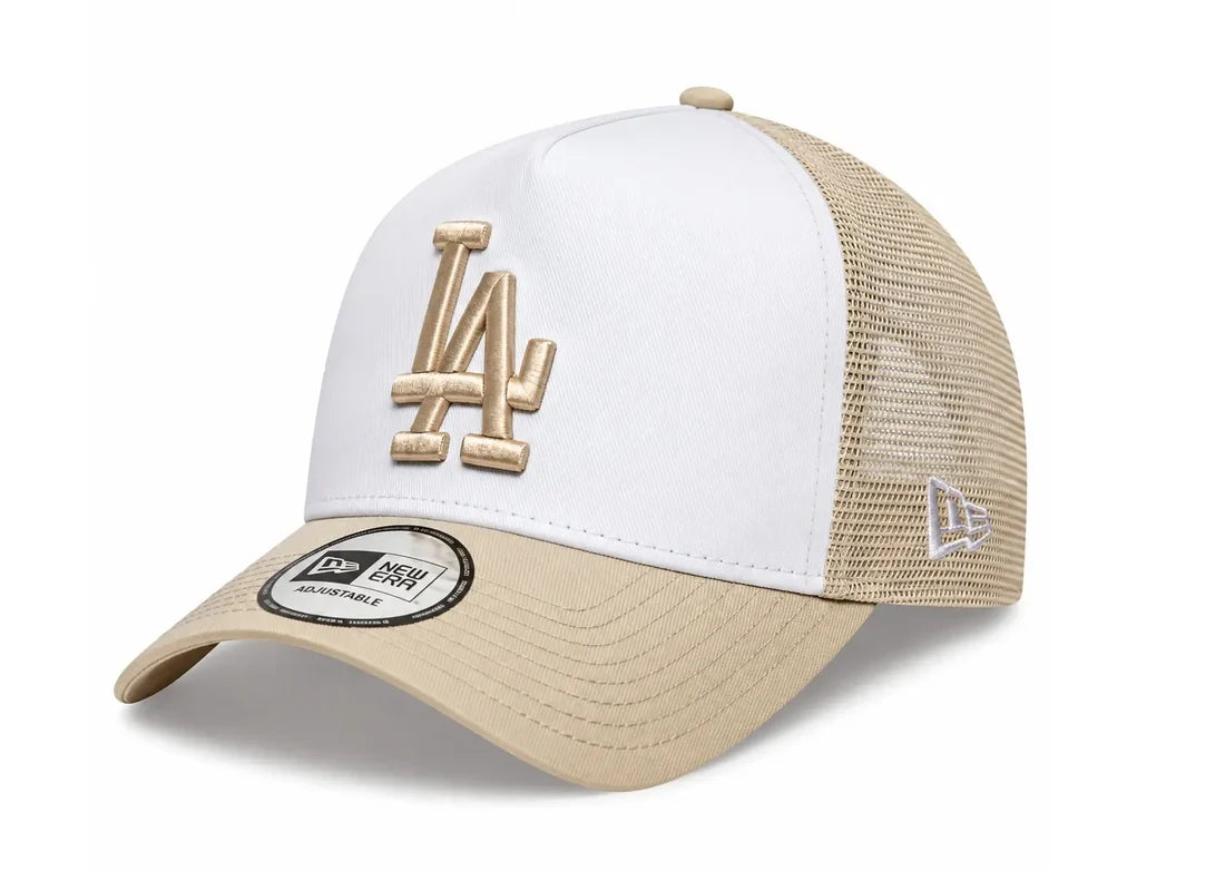 New Era LA Dodgers 9FORTY A-Frame Trucker – vit och beige