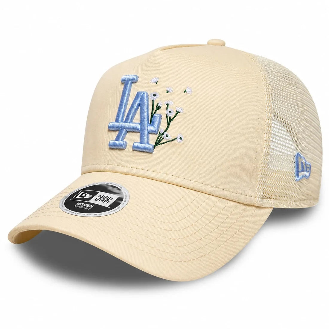 New Era Los Angeles Dodgers 9FORTY – beige truckerkeps med blommönster