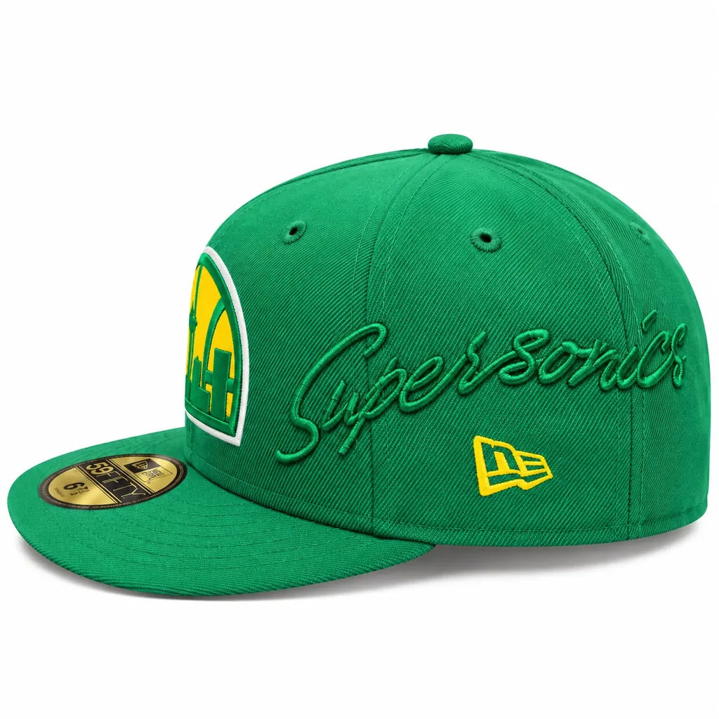New Era 59FIFTY Seattle SuperSonics Midnight Script Hardwood – grön