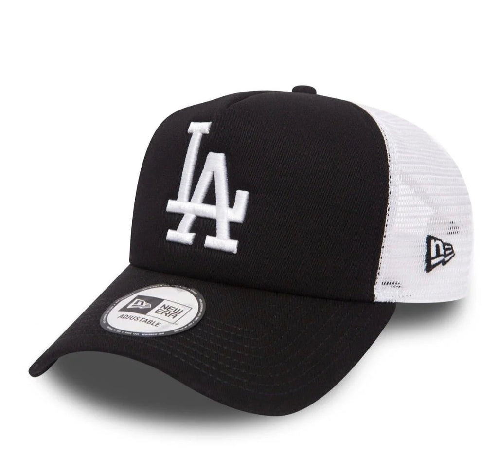 New Era LA Dodgers Clean Black A-Frame Trucker – svart och vit