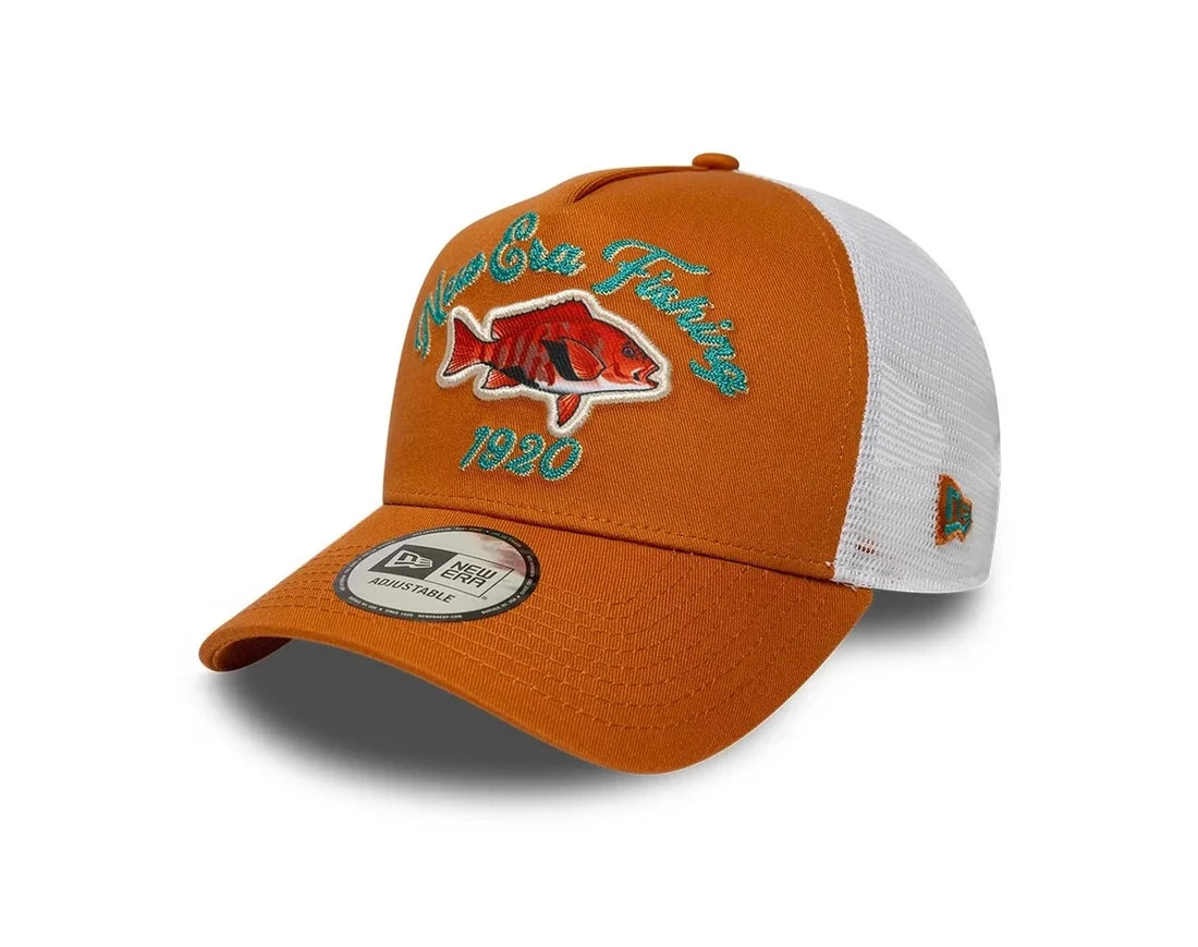 New Era Fishing 9FORTY A-Frame Trucker – orange och vit