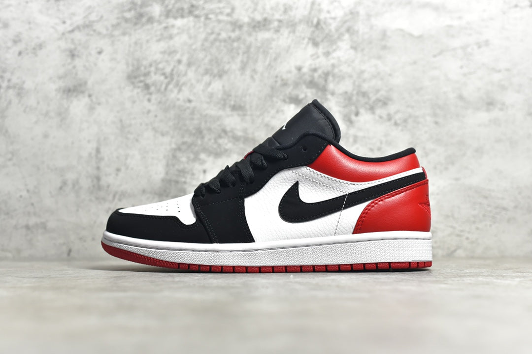 Air Jordan 1 Low Black Toe svart vit röd herr